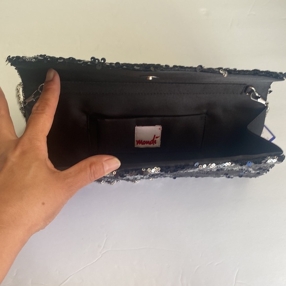 Black and Silver Sequins Clutch 10.5”X4.5” - Picture 6 of 9